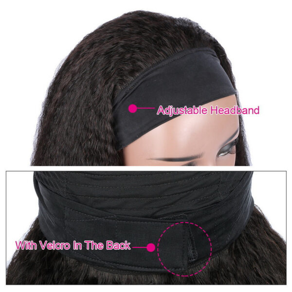 Headband Wig Human Hair Kinky Straight Wig - Image 9